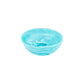 The Nashi Home Serveware Collection, Aqua features a round, shallow light blue glass bowl with a marbled swirl pattern—an elegant, modern accent for your home decor, shown here against a white background.