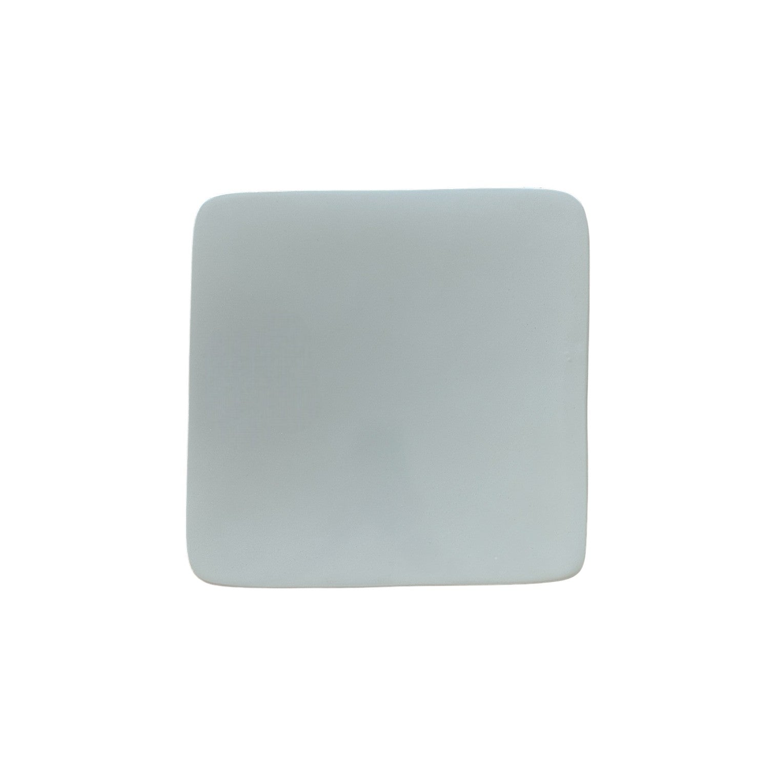A matte light blue fiberstone square stool with slightly rounded corners is shown against a white background, echoing the clean lines of modern seating or minimalist design.
