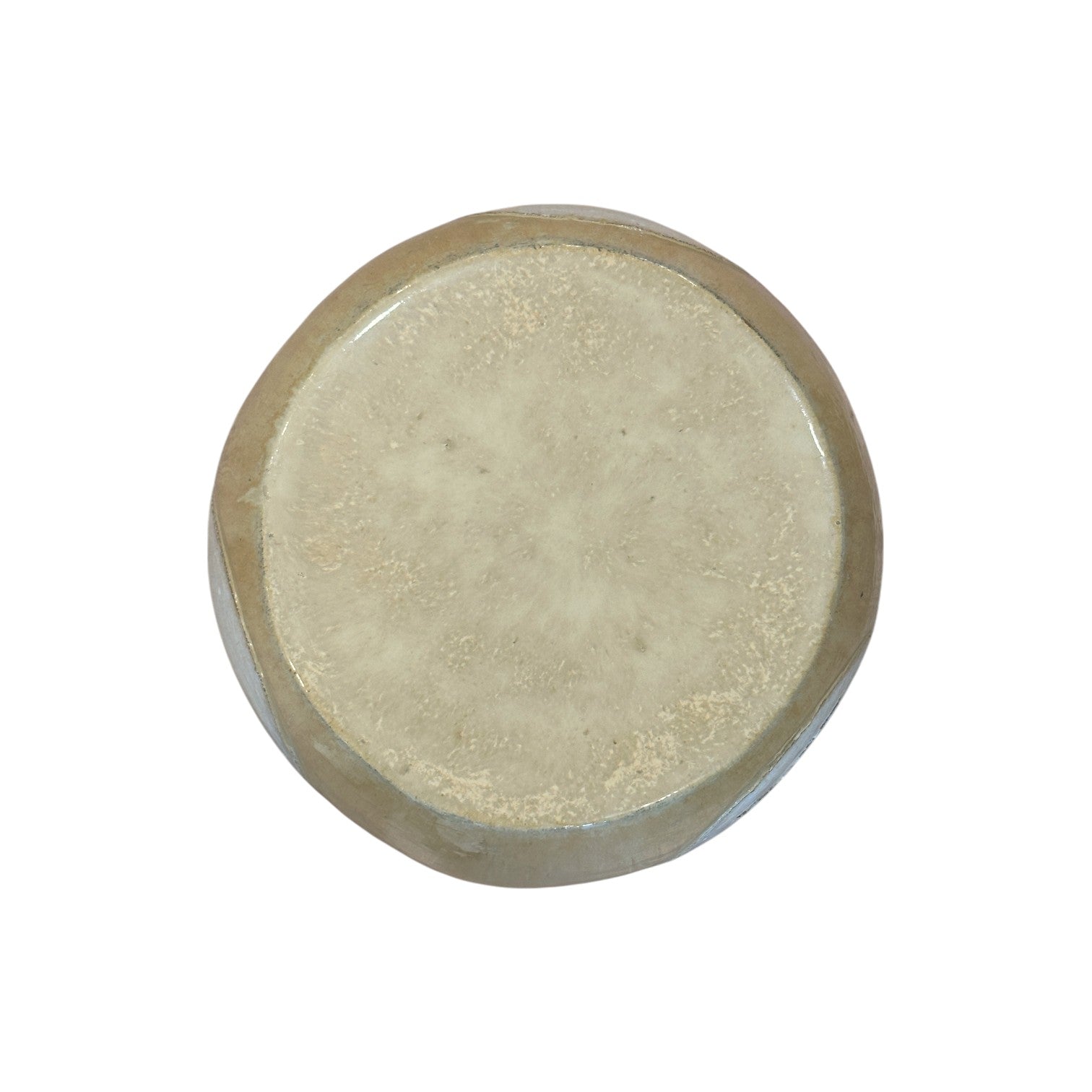 A cream and white Wave Stool with a round shape, viewed from above against a white background.