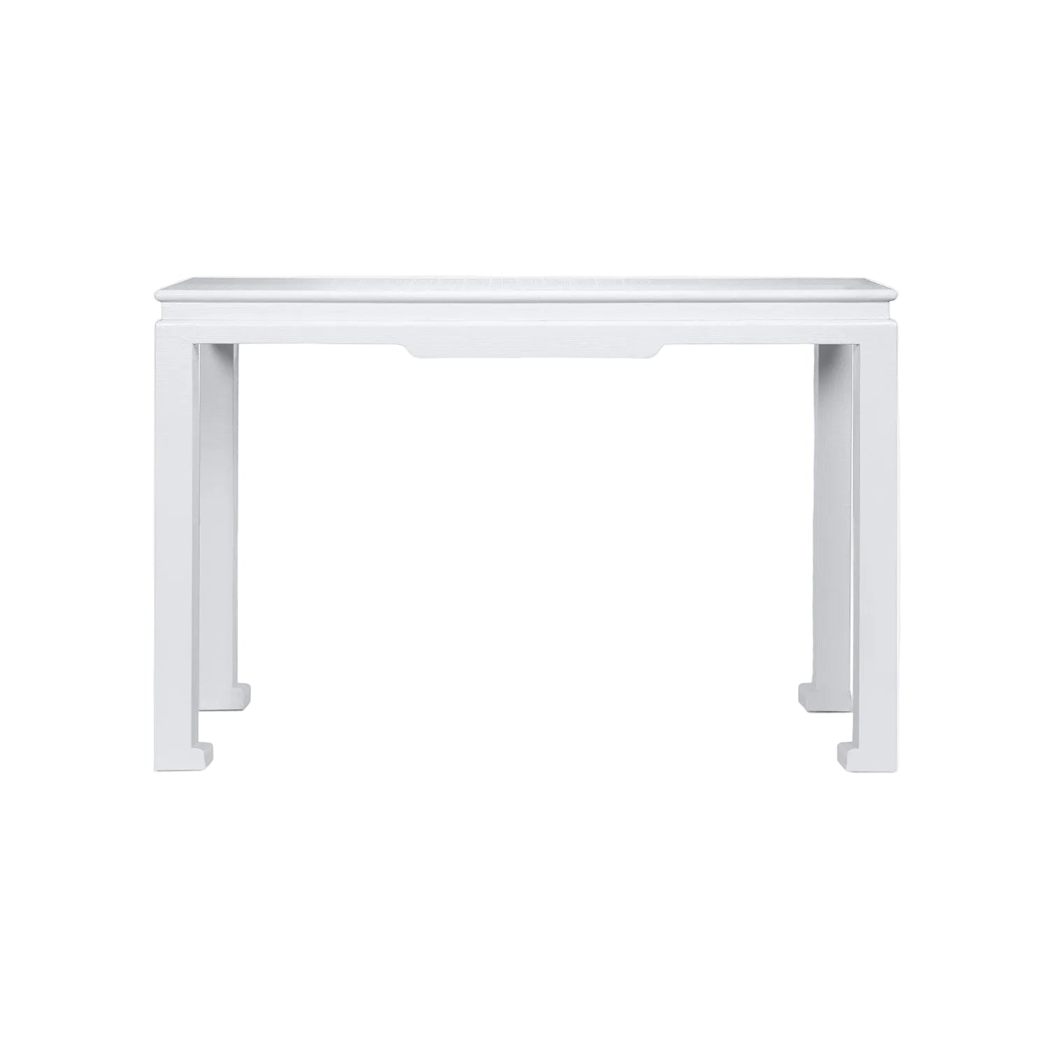 The Wylder Console features a minimalist design with straight legs in plain white wood, offering timeless and sophisticated style, shown against a white background.