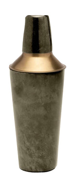 Blue Pheasant stainless steel cocktail shaker from the Nelson Gray Barware Collection with a brushed finish and brass detailing.