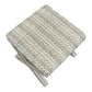 Beige and white herringbone square ottoman with a refined design, short legs, and a side handle. Ideal for pairing with the X Bench or mixing with custom fabric accents for a stylish touch.