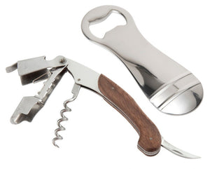 Displayed against a white background, the Fortessa Crafthouse Signature Bottle Opener Set elevates your cocktail experience.