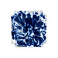 The White and Blue Square Garden Stool features a square ceramic design with raised edges, showcasing a blue and white abstract marbled pattern inspired by traditional dragon kiln firing for an antique finish.