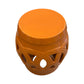 The Rusty Orange Fine Porcelain Circle Stool features a cylindrical shape, glossy finish, and decorative cut-out design around the sides.