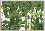 The Natural Curiosities Tropical Conservatory artwork depicts a lush, dense green paradise of tropical plants and foliage against a fresh white background.