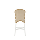 The Savoy Bar Stool features a beige and white chevron woven back, white legs, and a gently curved seat, shown from the back against a white background.