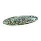The Nashi Home Serveware Collection, Forest, features an oval ceramic platter with a green, brown, and white marbled glaze. This modern serving piece adds an artistic touch to your home decor against a crisp white background.