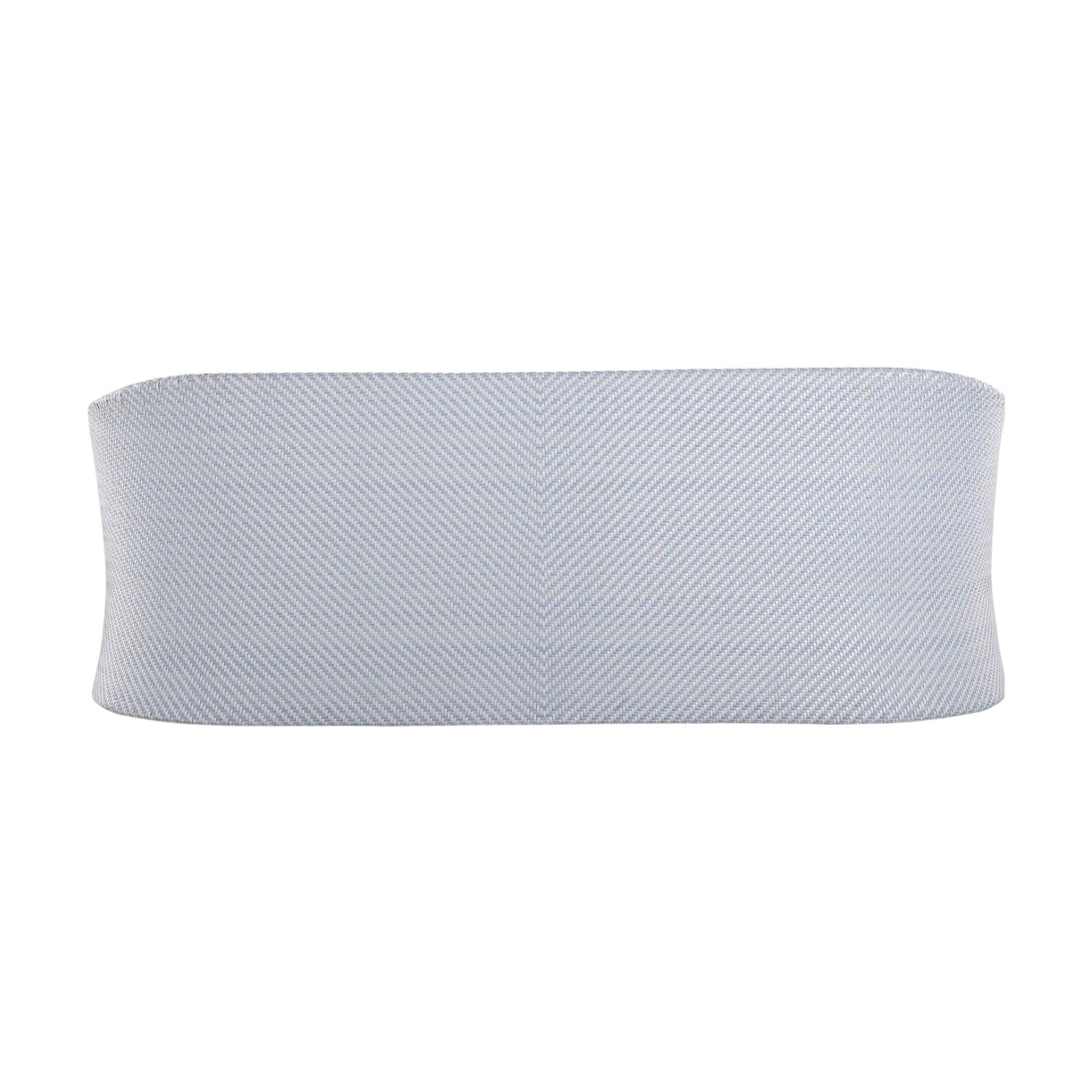 Light blue and white striped strapless bandeau top displayed against a white background, inspired by the fresh chambray look of the Bari Sofa.