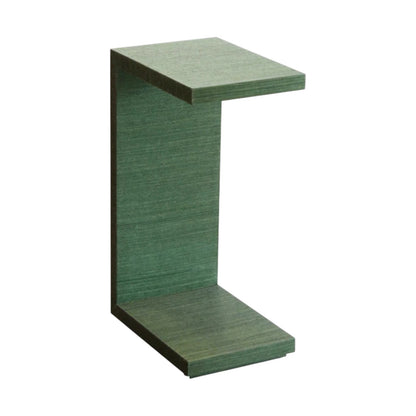The Highland Side Table is a green wooden C-shaped accent piece featuring a flat top, open front, and solid base, shown isolated on a white background.