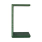 The Highland Side Table is a green, L-shaped modern grasscloth side table featuring a flat base and top, photographed against a white background.