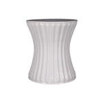 Fine Porcelain Ribbed White Garden Stool featuring a fluted, hourglass shape, crafted from high-quality porcelain and shown against a plain white background.