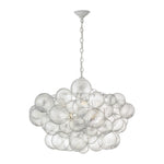 The Talia Large Chandelier in Plaster White showcases elegant clustered glass orbs, suspended from a matching chain for a striking, modern statement.