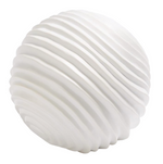 A classic orb, with a white spherical form and a textured, wavy surface pattern, perfect as a decorative accent for your coffee table. Matte White Varenne Sphere, Medium.