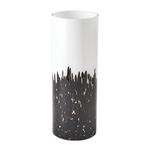 Tall cylindrical **Confetti Vase, Small** with a white top gradually transitioning into a black confetti glass pattern at the bottom.