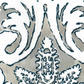 Close-up of the Ellsworth Stone Pillow’s fabric: a grey background with an ornate white and dark-outlined floral and leaf pattern, ideal for handmade pillows.