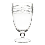 Juliska Isabella Acrylic Collection goblet with a decorative twisted rope design near the rim, standing on a short stem and round base.