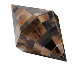 A Triangle Cone Box, Brown Horn with reflective surfaces and geometric patterns resembling a geometric box.