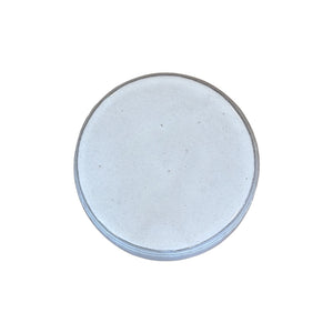 A round, flat White Barrel Stool in light gray is viewed from above against a white background, evoking the look of fine porcelain garden stools.