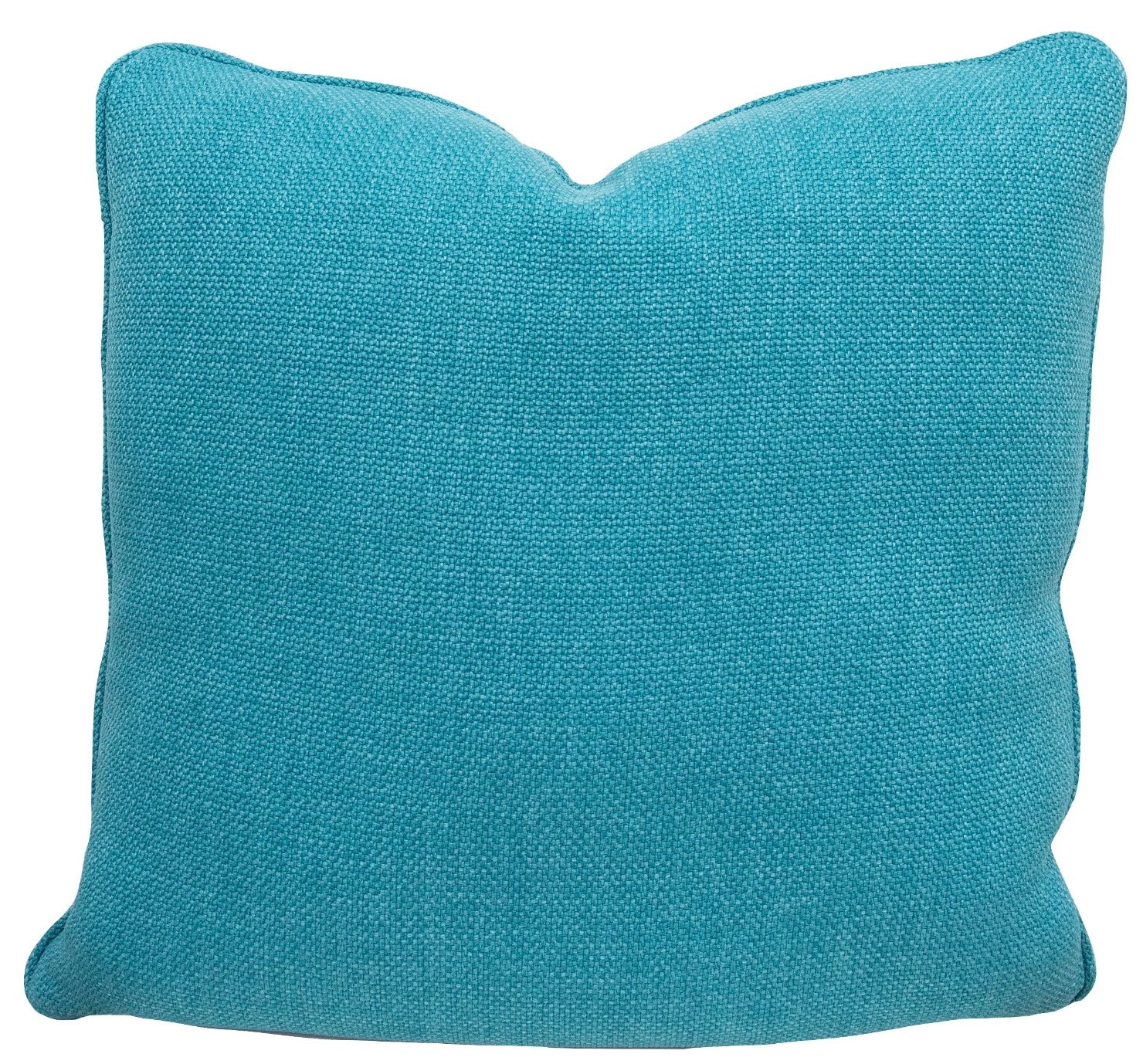 The Guethary Lagon Outdoor Pillow is a square turquoise throw pillow with textured fabric, crafted from premium materials and shown against a white background.