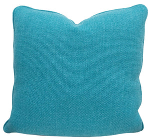 The Guethary Lagon Outdoor Pillow is a square turquoise throw pillow with textured fabric, crafted from premium materials and shown against a white background.
