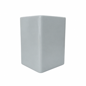 A matte light blue, square fiberstone stool with smooth surfaces, this piece embodies minimalist design—ideal as a modern accent seat against a white background.