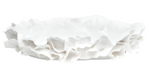 A white, ruffled object resembling a piece of artfully reproduced coral or shell, isolated on a white background: Coco Tray, Large.