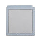 The Bari Square End Table in Chambray features a blue and white diagonal checkered design, crafted from weather-resistant porcelain, and is shown against a white background.