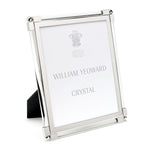 Classic clear photo frame with a tarnish-resistant placeholder insert featuring the text "William Yeoward Crystal Classic Clear Frame Collection.