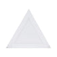 A clear plastic triangle ruler featuring a smaller triangle outline inside, displayed on a white background, captures the sleek, modern style of the Fran Acrylic Side Table.