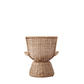 The Healdsburg Small Wicker Swivel Chair features a handwoven rattan design, curved backrest, armrests, and a rounded base—ideal for compact and comfortable seating.