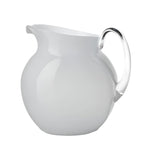 A sleek, white ceramic pitcher with a curved handle, representing the modern antique style of the Mario Luca Giusti Acrylic Palla Pitcher Collection.