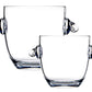 Two clear acrylic ice buckets with elegantly swirled handles on each side from the Bold Paradise collection.