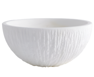 A **Chiseled Alabaster Bowl, Medium** with a smooth interior and a rough, ridged exterior, reminiscent of the chiseled bowls used by ancient Egyptians.