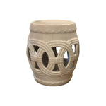 Flush Pink Fine Porcelain Circle Stool, crafted from fine porcelain with an openwork circular design and glossy finish, shown against a plain white background.