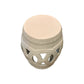 Flush Pink Fine Porcelain Circle Stool featuring an openwork circular pattern and a smooth, flat top, crafted from quality porcelain and showcased against a plain white background.