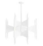 The AR Deskins Chandelier in White Gesso features a modern design with six angular panels, suspended from the ceiling by a central rod. Dimensions: 31" diameter x 28.5" height.