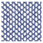A close-up of the Seabrook Outdoor Ottoman in Wicker Outwick Royal Blue, showing its blue diamond-patterned mesh with white spaces between the intersecting lines.