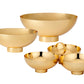 The AERIN Sintra Bowl Collection is a set of five sophisticated, golden bowls of varying sizes with a high-polish finish, perfect for use as elegant serving dishes.