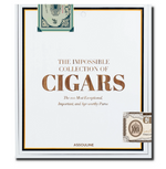 The image shows a book titled "The Impossible Collection of Cigars" published by Assouline, with decorative elements on the cover. This ultimate collection celebrates the artistry of hand-rolled cigars.