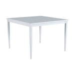 The Brookings Square Dining Table features a weather-resistant white finish and four straight, tapered legs, displayed against a plain background.
