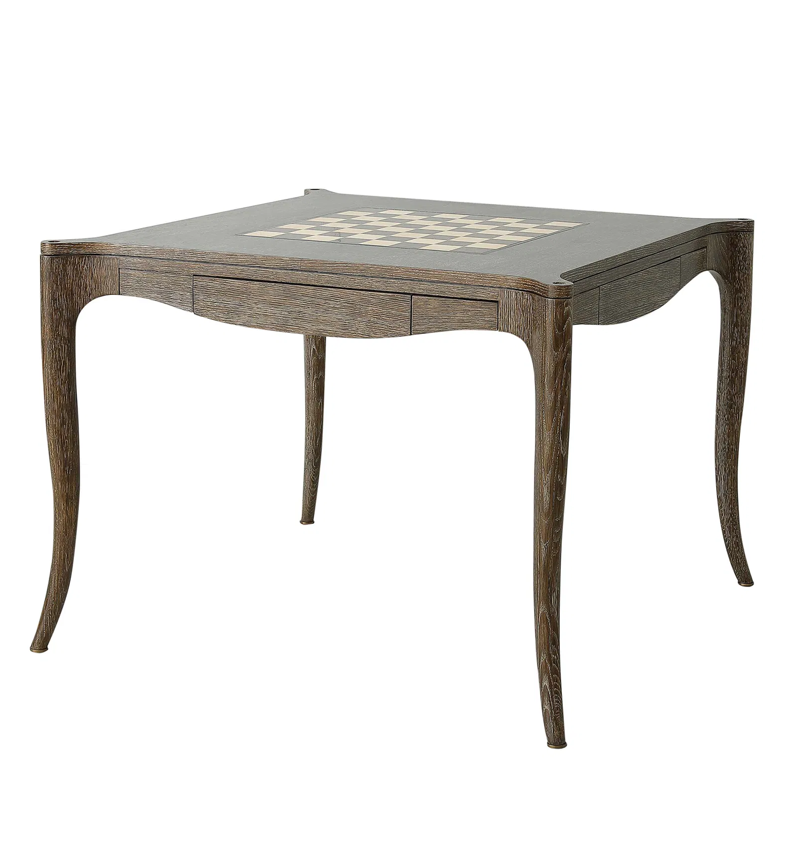 The Bembridge Games Table in Dark Oak is a stylish wooden piece with elegant curved legs and a built-in chessboard—perfect for any games table collection.