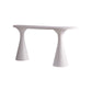 The Kasper Demilune Console Table features a flat rectangular top and two wide, tapered cylindrical legs—ideal for enhancing your entryway. Shown here against a plain white background.