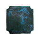 The Turquoise Square Garden Stool has a rectangular shape with subtly indented corners, a dark green base, and blue speckles that evoke the vintage ceramic charm of traditional dragon kiln firing.